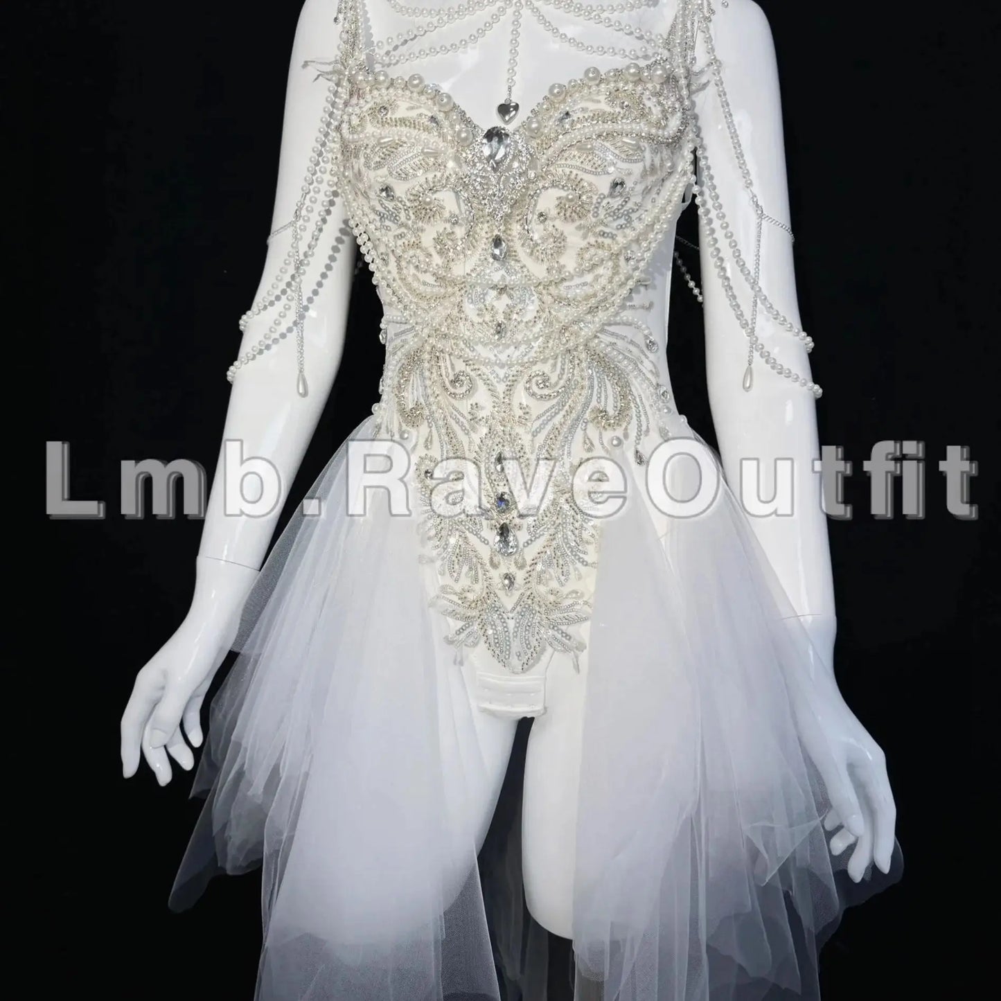 Sexy Women Pearl Diamond Bikini Set Singer Nightclub Bar Costume Pole DJ Dance Party Prom Club Stage Show Festival Rave Outfits