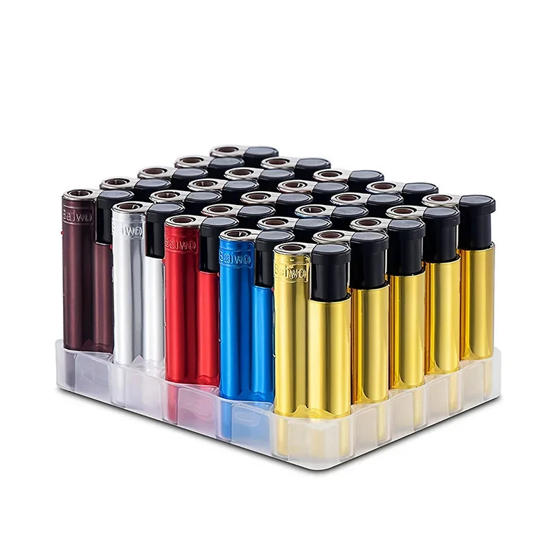 25PCS Metal Windproof Cigar Cigarette Lighter Jet Torch Gas Flames Lighters Smoking Accessory Butane Gadgets for Men Portable