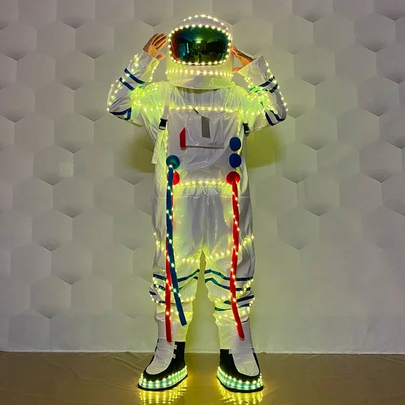 LED Space Suit Dance Performance Wear Interactive Atmosphere Luminescent Costume Props Festive Party Glow-in-the-dark Supplies