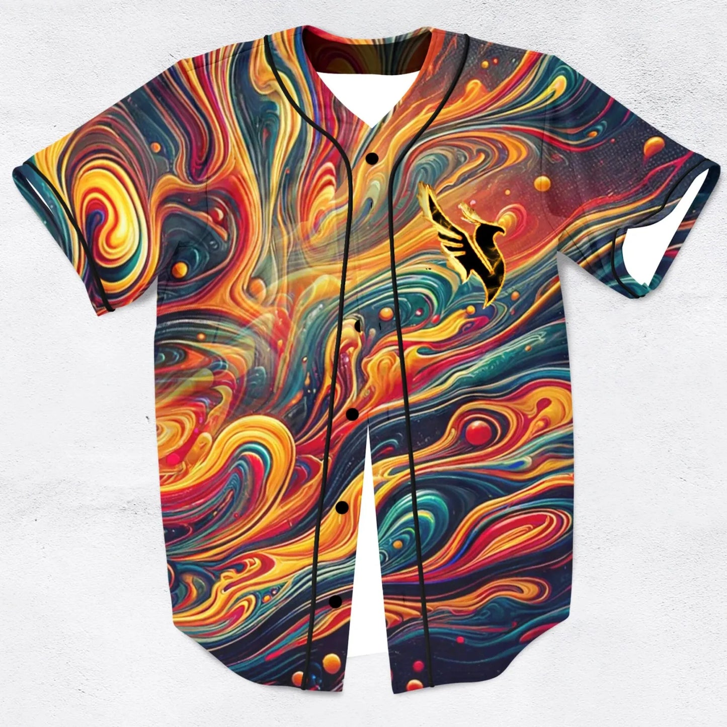 Illenium Jersey Illenium Phoenix orange and blue split rave baseball jersey for edm festivals button down shirt men/women