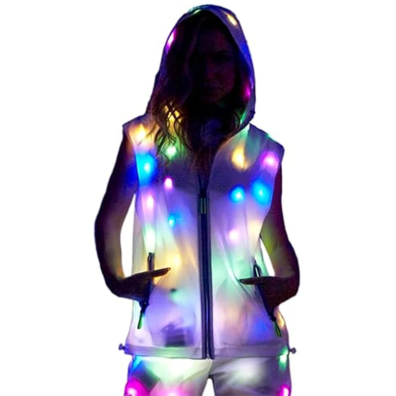 LED Flash Vest Light Up Jacket Pants Glowing Clothes Costume Christmas Men Women Hiphop Dance Performance Costume Fancy Dress