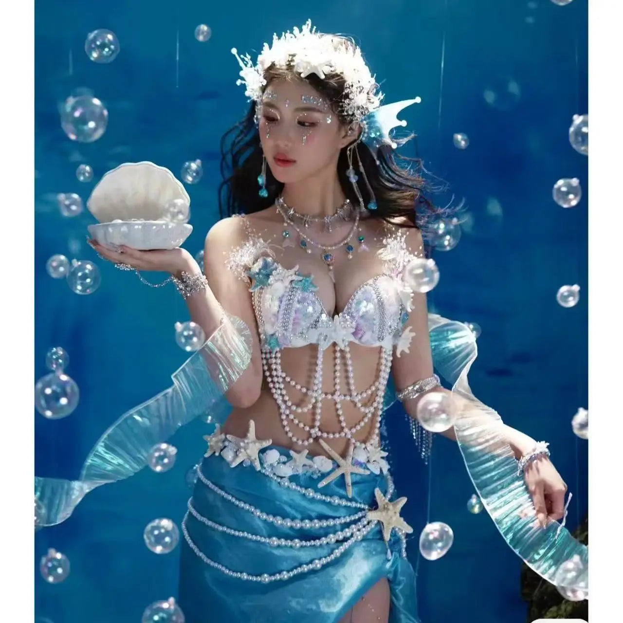 Mermaid Sequin Bikini Swimming Costume Free Diving Performance Oceanarium Electro Festival Bra Bar Cos Mermaid Costume