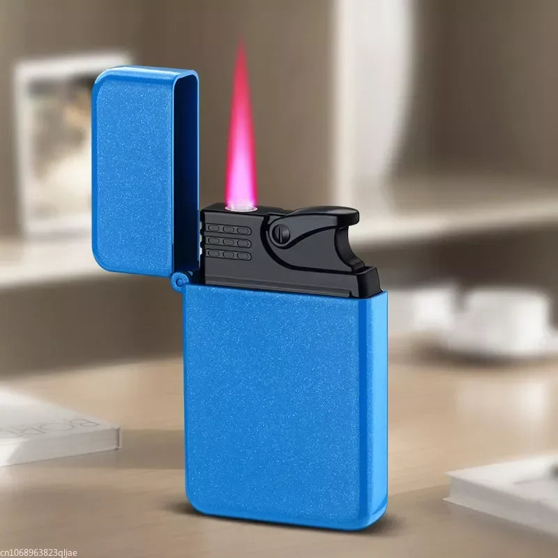 Metal Jet Red Flame Lighter Luminous Cigar Lighter Refillable Butane Adjustable Flame Portable Windproof Gas Lighter Men's Gifts