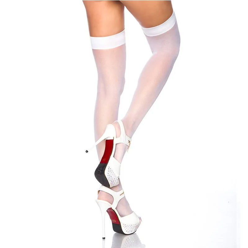 Thigh High Stocking Women Over Knee Socks Sexy Stocking Female Fishnet Transparent Black White Red Neon Green Stocking Long Sock