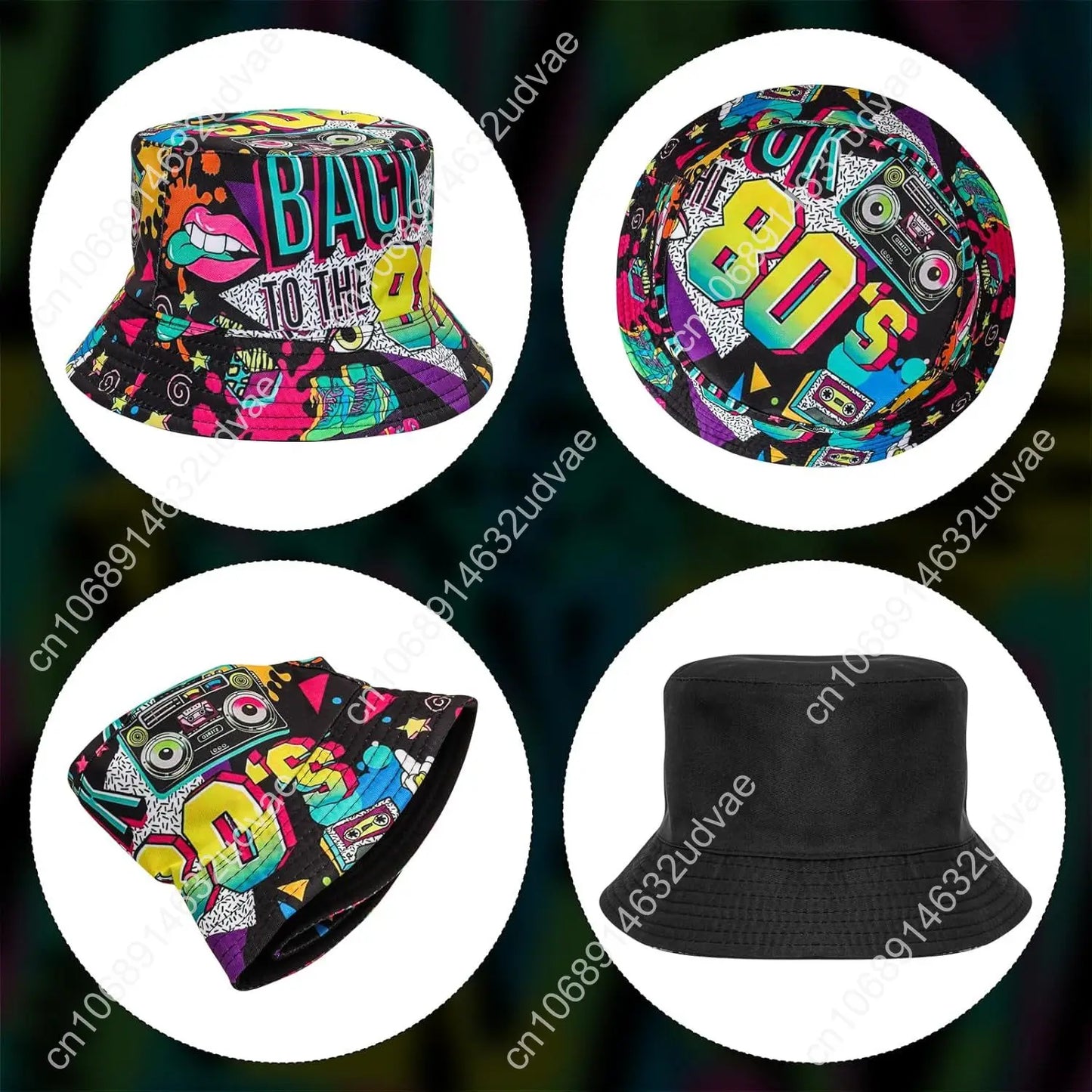 Fumwase Fashion 80s 90s Bucket-Hat Fishing-Hat Packable Fisherman Hat Rave Party Accessories Hat for Men Women Summer Beach Part