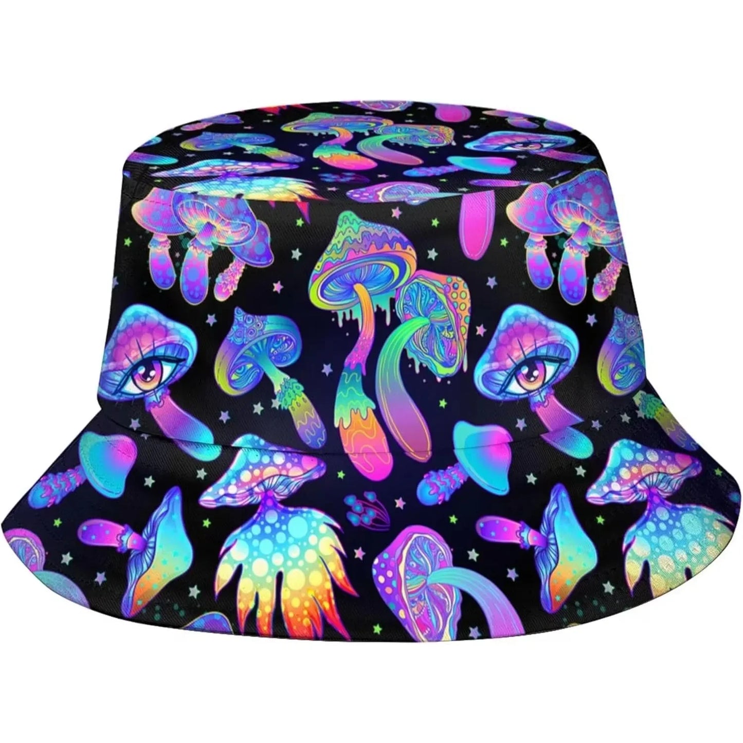Fashion Retro 80s 90s Bucket Hat Men Women Packable Sun Cap Rave Party Outfit Accessories Fisherman Hats Outdoor Cartoon Pattern