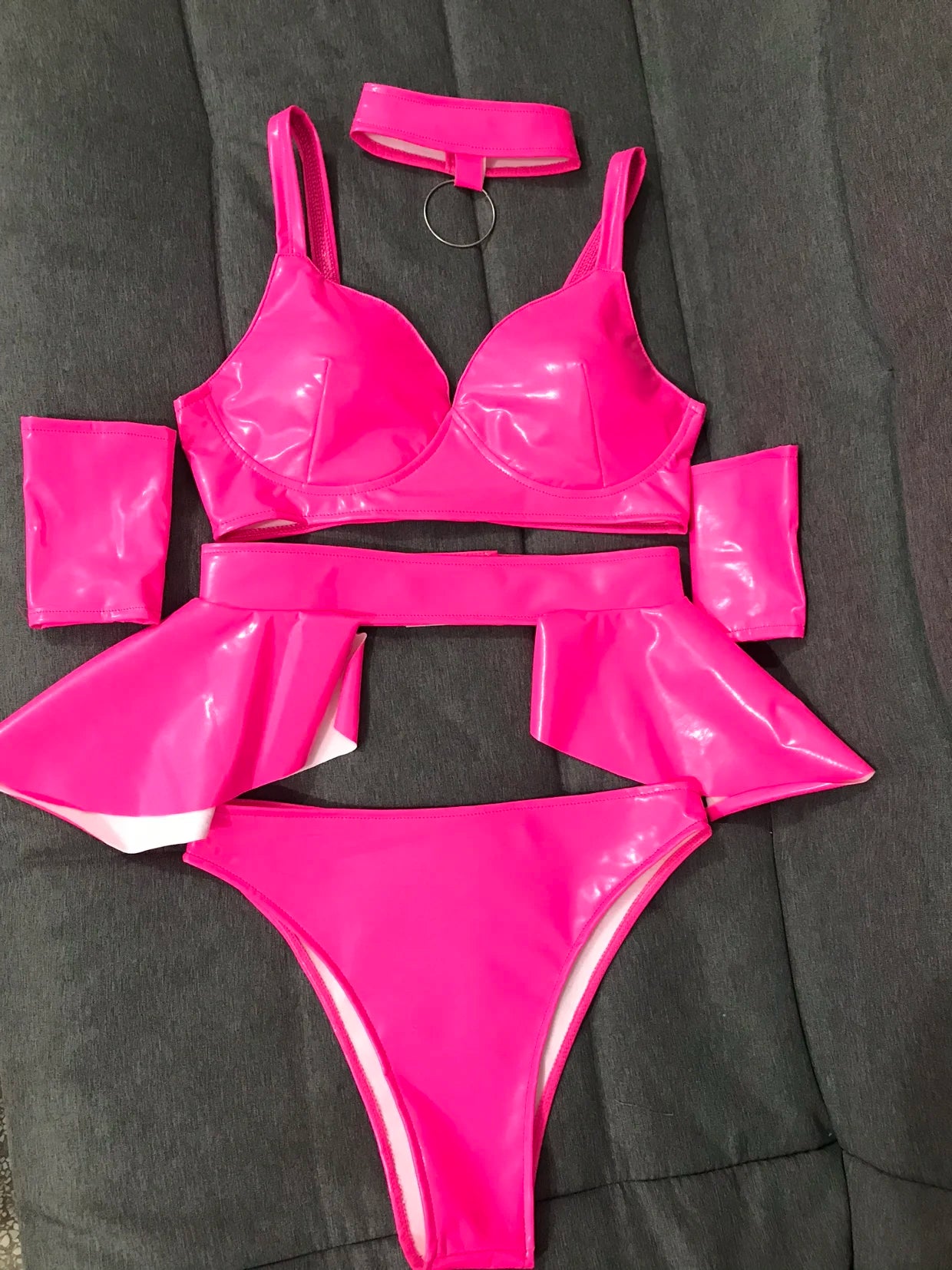 Sexy Bar DJ DS Gogo Costume Fluorescent Green Pink Bikini Skirt Rave Outfits Nightclub Pole Dancing Performance Stage Dance Wear