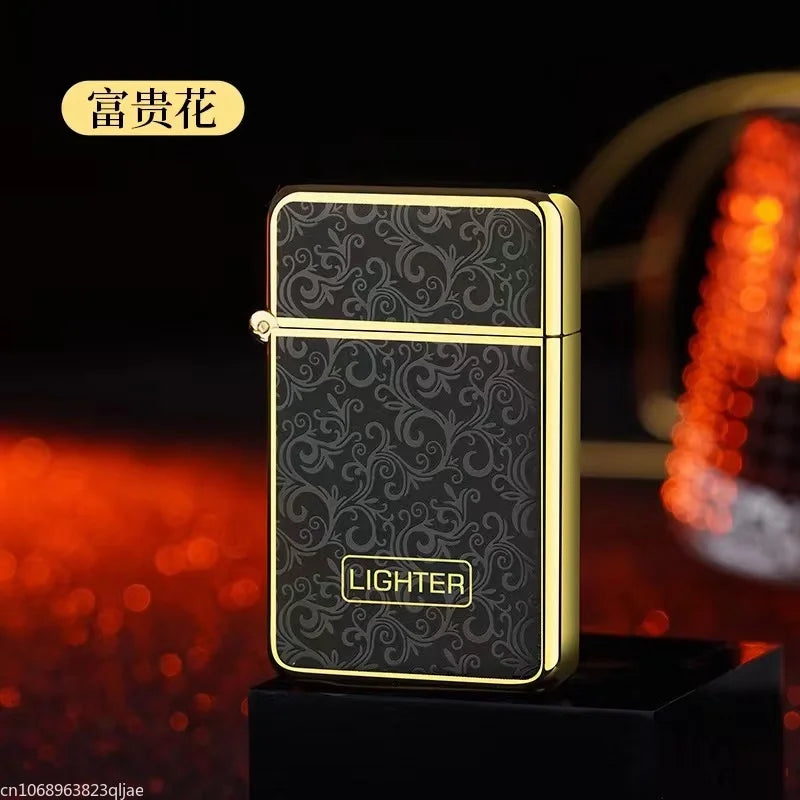 Metal Jet Red Flame Lighter Luminous Cigar Lighter Refillable Butane Adjustable Flame Portable Windproof Gas Lighter Men's Gifts