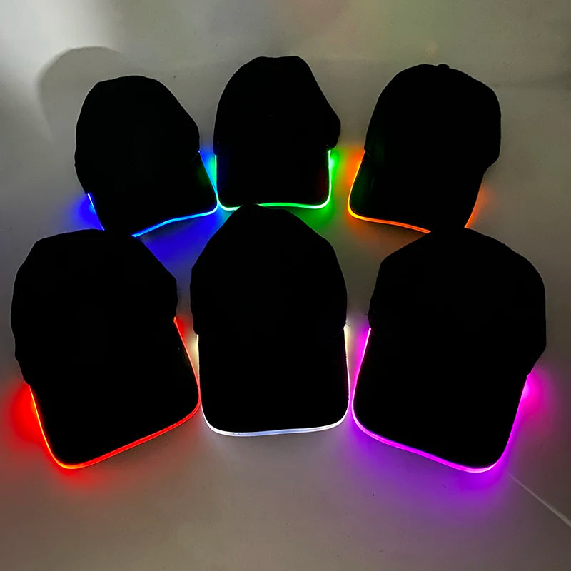 Christmas Popular Glowing Baseball Cap Dance Party Decorate LED Optical Fiber Baseball Cap Flashing On Rave Party