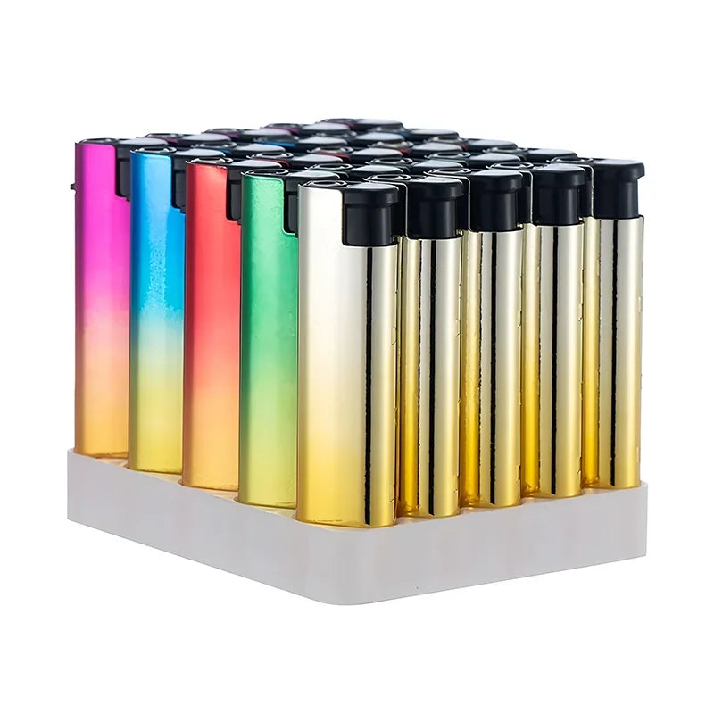 25PCS Metal Windproof Cigar Cigarette Lighter Jet Torch Gas Flames Lighters Smoking Accessory Butane Gadgets for Men Portable