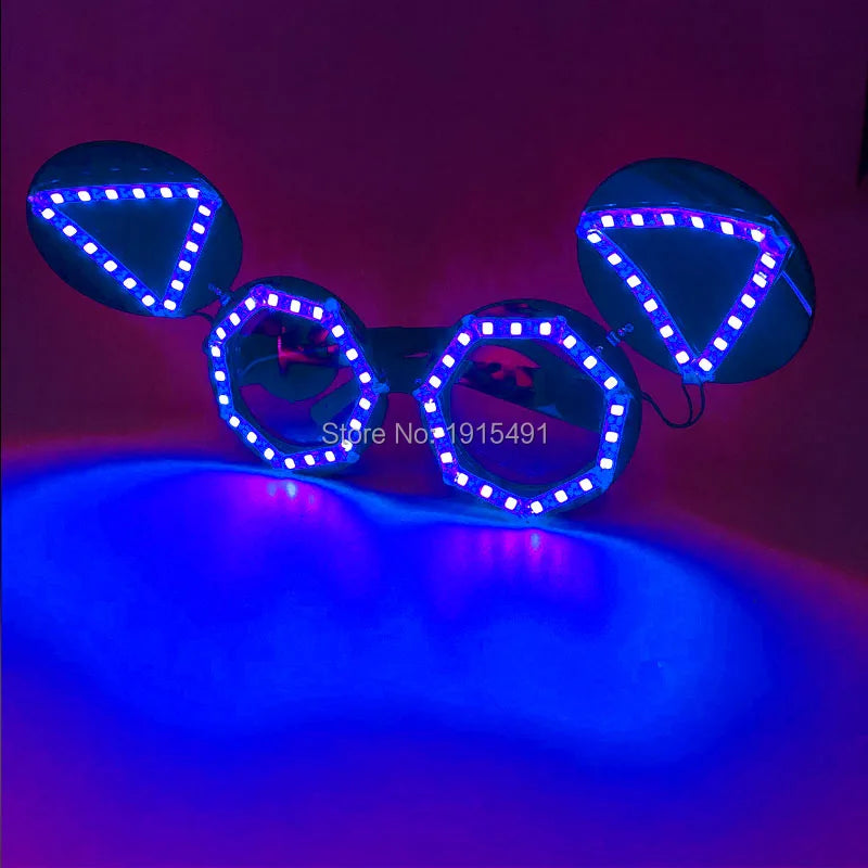 LED glow Cap gloves and LED sunglasses with Flashing function glow props good for Nightclub, ball show, bar show