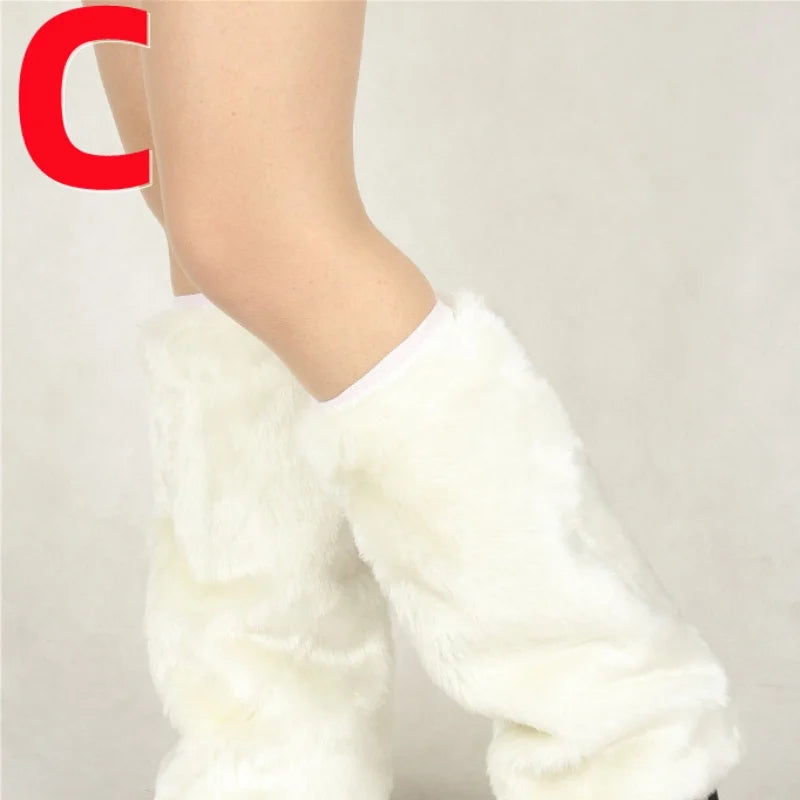 Leg Warmers Faux Fur Wraps Boot Covers Women Rave Outfit Glow Stocking Nightclub Party Clothes Boot Accessories Tron Dance Wear
