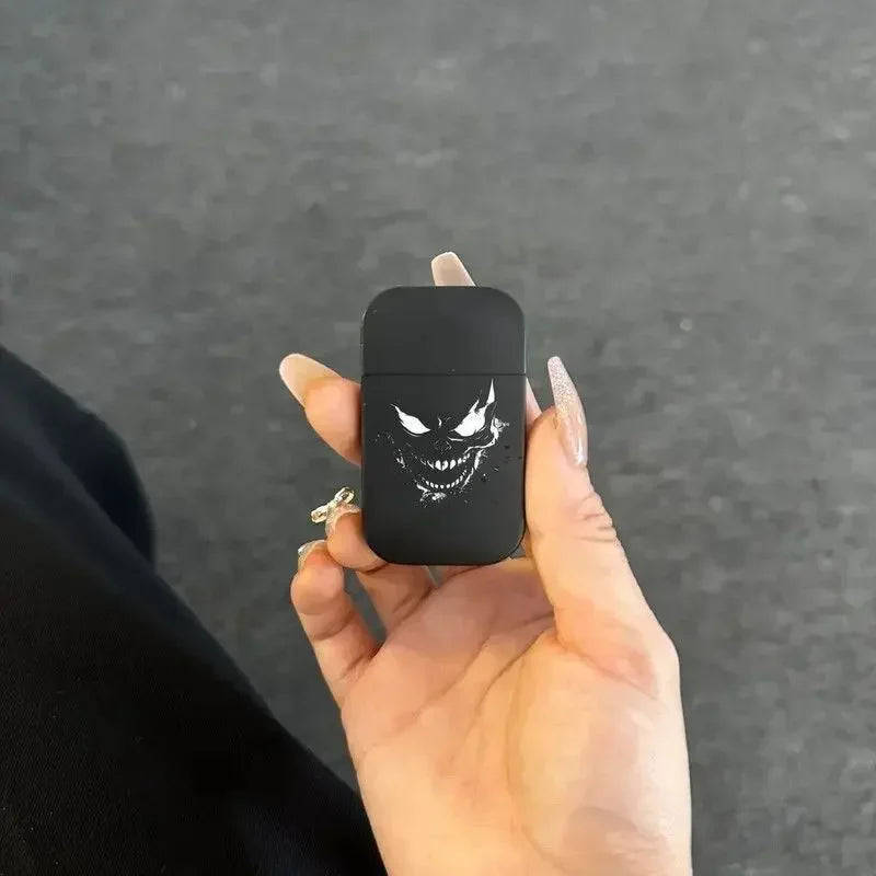 Black Devil Eyes Pink Flame Cigarette Lighter Refillable Butane Lighter Special for Ladies Smoking Accessories Men Gifts