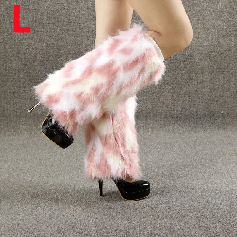 Leg Warmers Faux Fur Wraps Boot Covers Women Rave Outfit Glow Stocking Nightclub Party Clothes Boot Accessories Tron Dance Wear