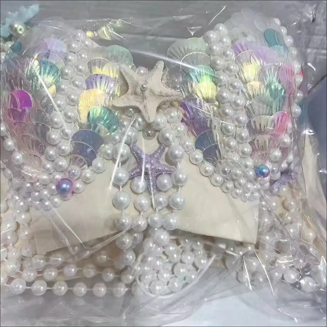 Mermaid Sequin Bikini Swimming Costume Free Diving Performance Oceanarium Electro Festival Bra Bar Cos Mermaid Costume