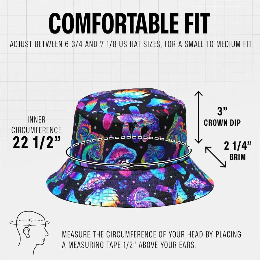 Rave Bucket Hat for Women Men Cute Bucket Hats Festival Hat Adjustable 50+ SPF Protection Rave Accories