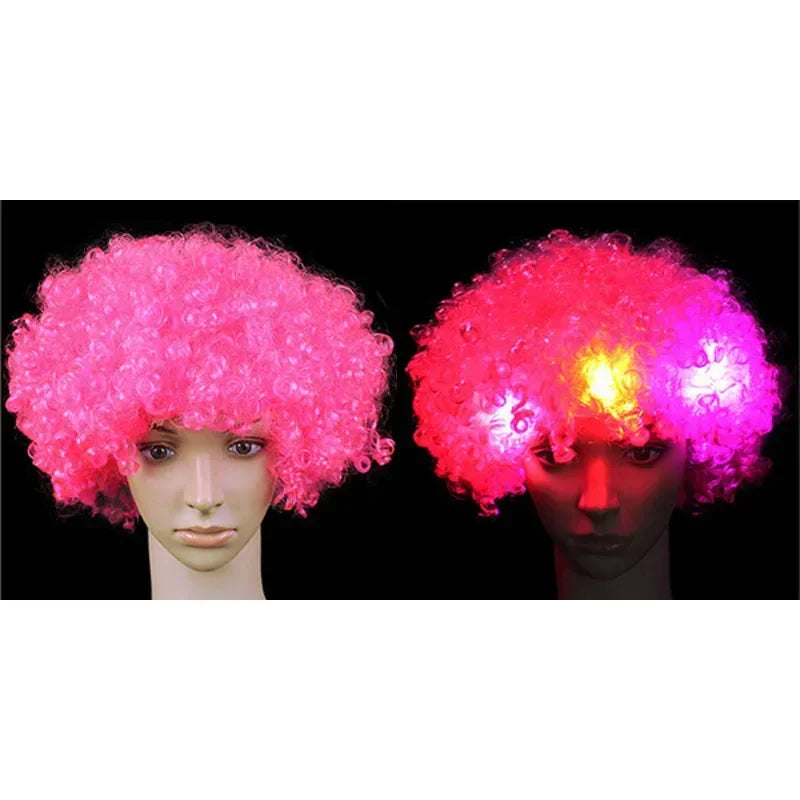 Glow Hair Braid Glasses Blink Bow Light Curly Party Clown Explosion Wig Cosplay Birthday Costume Christmas Halloween Festival