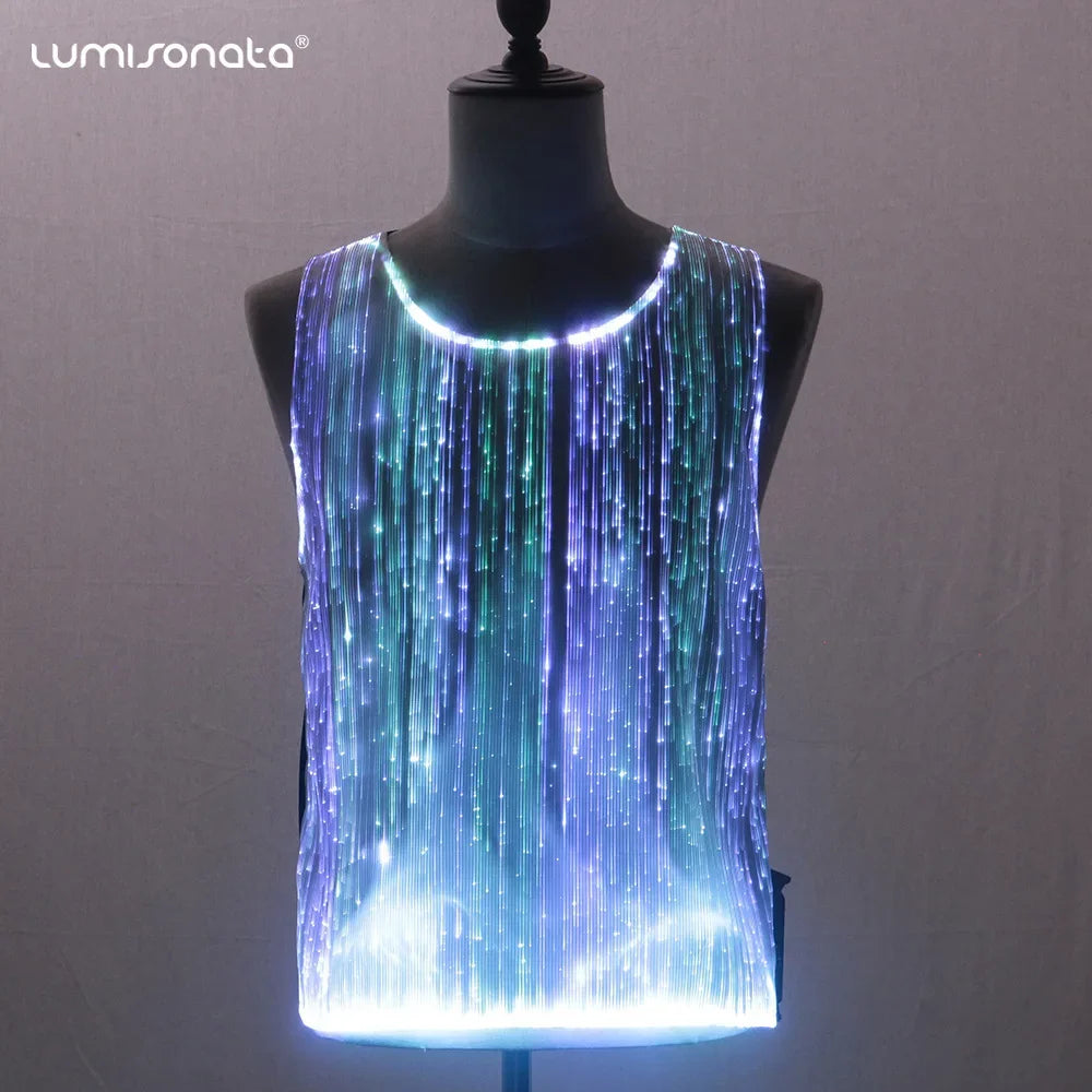 LED Luminous Shirt Vest Top Men Nightclub Party DJ Rave Outfit Hip Hop Dance Clothes Carnival Stage Show Costume 2024 Fancy
