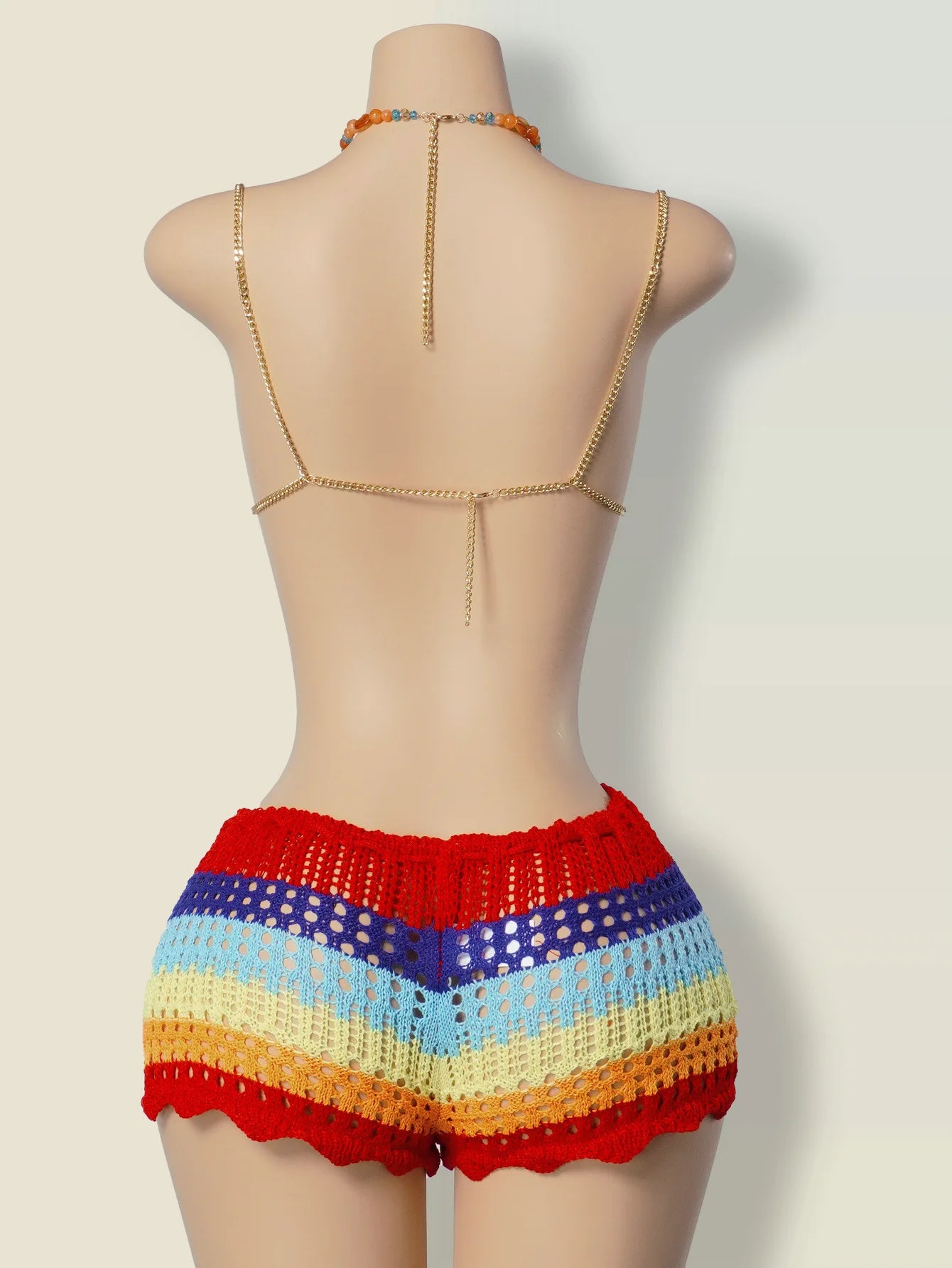 Handmade Female Mermaid Core Top Music Rave Festival Outfit Y2K Bead Top Body Chain 2025 Bikini Top Boho Beaded Crystal Bra