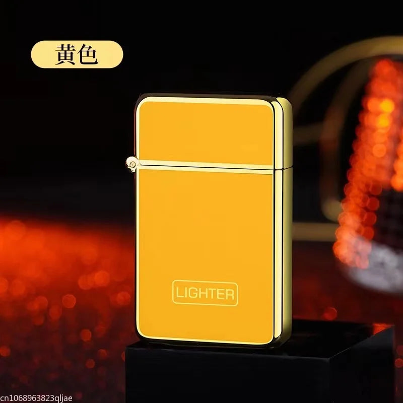 Metal Jet Red Flame Lighter Luminous Cigar Lighter Refillable Butane Adjustable Flame Portable Windproof Gas Lighter Men's Gifts