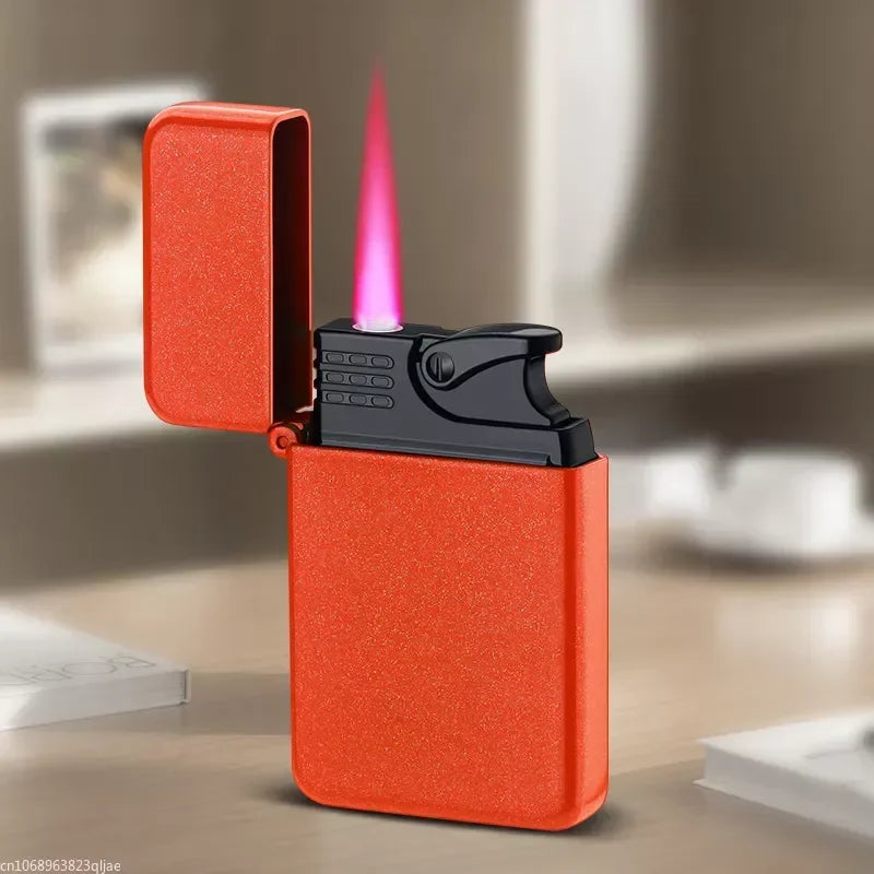 Metal Jet Red Flame Lighter Luminous Cigar Lighter Refillable Butane Adjustable Flame Portable Windproof Gas Lighter Men's Gifts