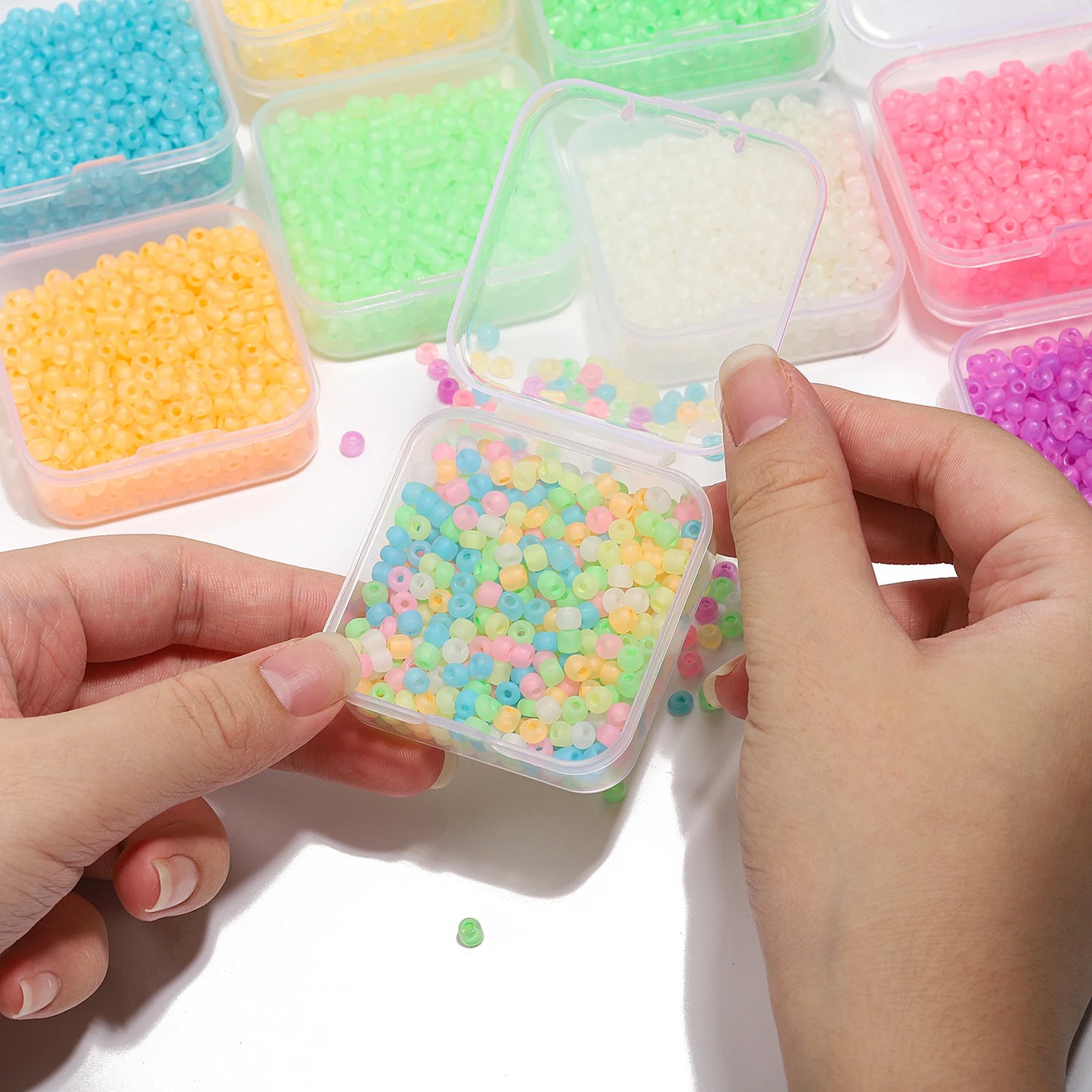 350pcs/box 4mm Strong Luminous Glass Seed Beads Colorful Loose Spacer Beads For Jewelry Making DIY Fashion Bracelet Necklace