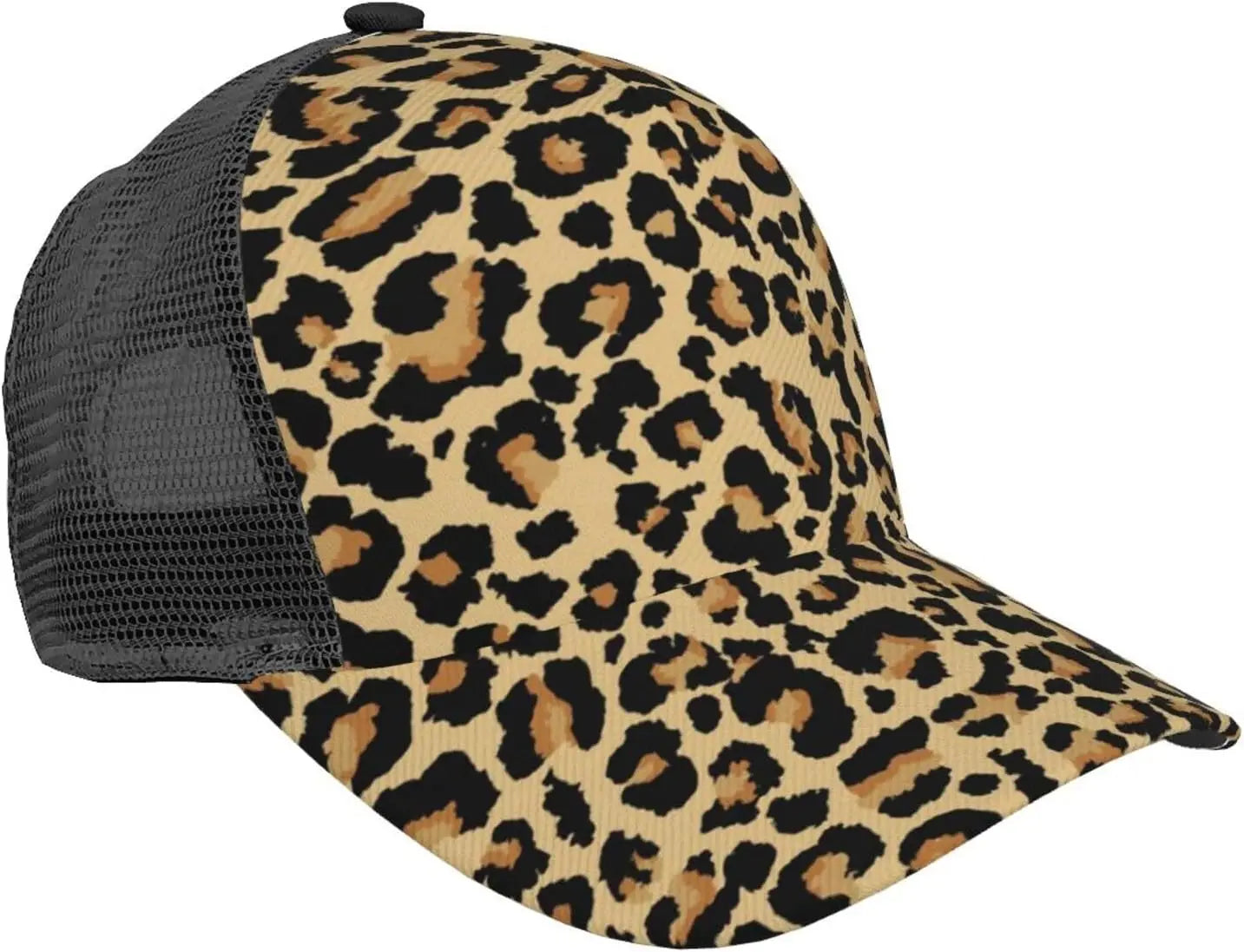 Ponytail Baseball Cap for Women Men Adjustable Mesh Trucker Ponycap Quick Drying Sport Hat-Leopard Neon Rainbow Gradient