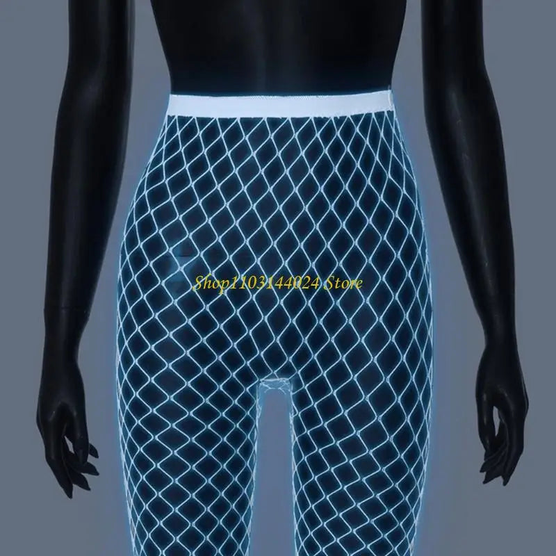 High Waist Fishnets Tights Thigh High Stockings Glow in the Dark Fishnets Stockings Night Lights Tights Pantyhose Womens