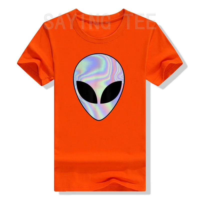 Alien Head T-Shirt Colorful Alien-Ufo Rave Tee Y2k Top I Want To Believe Graphic Outfits Funny Believers In Life on Mars Clothes