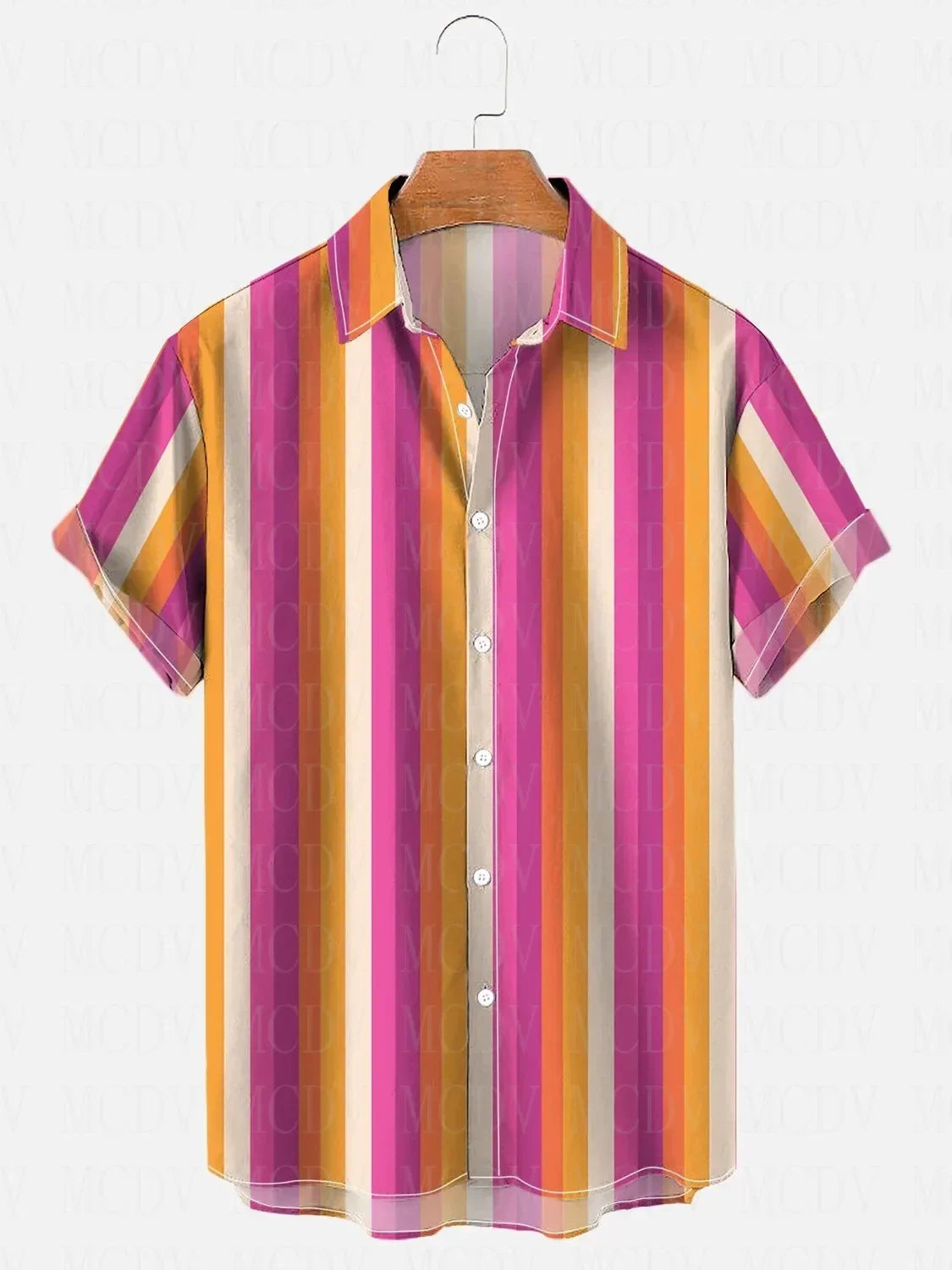 Vintage Disco Psychedelic Gradient Rainbow Neon Light Printing Short Sleeve Shirt Hawaiian Shirts