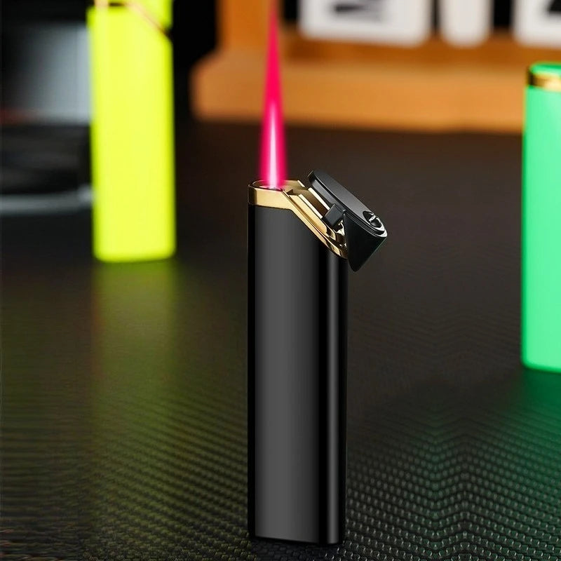 Mini Ultra-thin Inflatable Lighter Metal Cute Windproof Jet Green Flame Portable Lighter ,Survival Lighter,lighters for Smokers