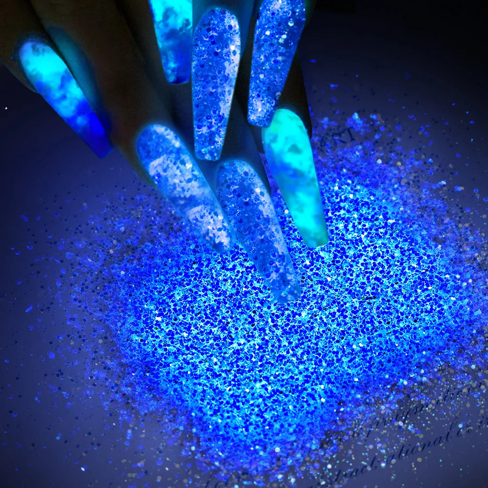 10g/Bag Halloween Ultra-Bright Nail Luminous Sequins Blue/Green/Glow Nail Powder 4-Cols Face/Body/Eye shadow Party Glitter Flake