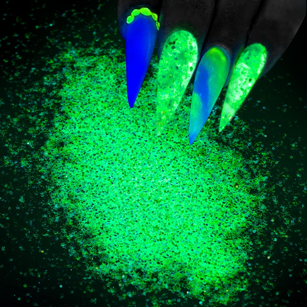 10g/Bag Halloween Ultra-Bright Nail Luminous Sequins Blue/Green/Glow Nail Powder 4-Cols Face/Body/Eye shadow Party Glitter Flake