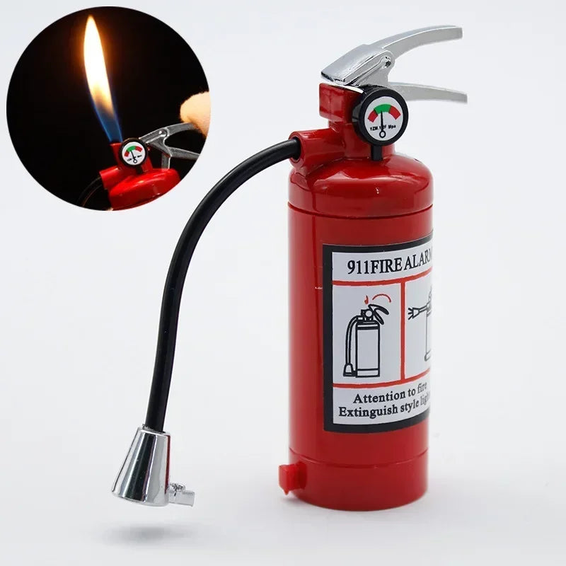 Mini Extinguisher Shaped Open Flame Butane Lighter for Cigarette Unique Refillable Keychain Lighter Smoking Accesoires Men Gifts
