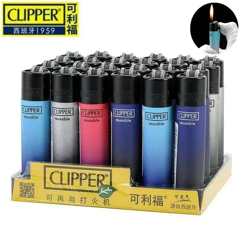 Spanish Original Clipper Gas Lighter with Personality Pattern Refillable Gas Lighter 8 Pieces Boxed Smoking Set Collection Gift