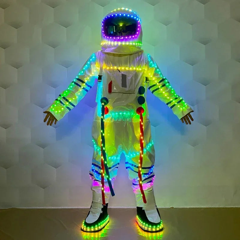 LED Space Suit Dance Performance Wear Interactive Atmosphere Luminescent Costume Props Festive Party Glow-in-the-dark Supplies