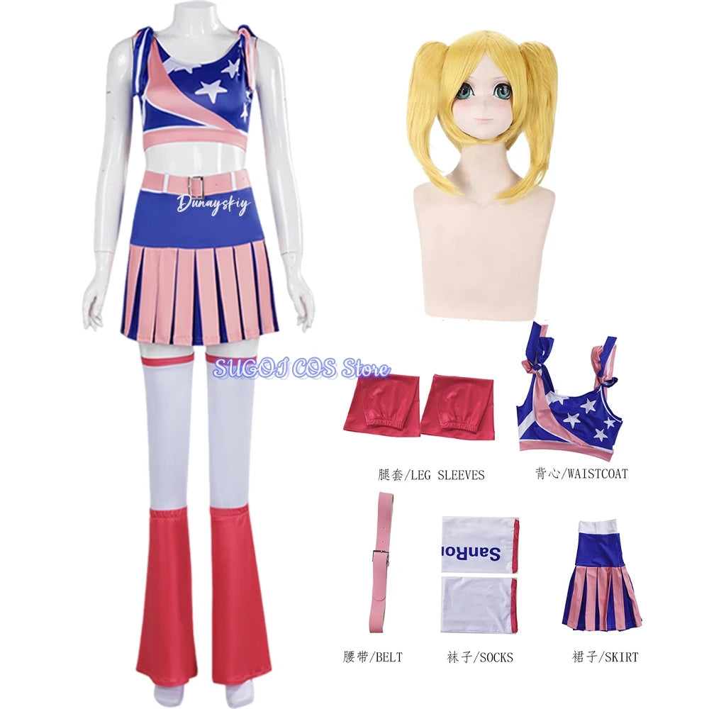 Lollipop Chainsaw Halloween Cosplay Costume Women Cheerleaders Sexy Dresses Outfit Suit XS-3XL Anime Carnival Uniforms Role-play
