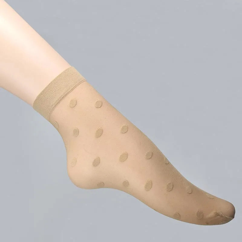 BKLD Fashion Women Fishnet Transparent Socks Ladies Summer Streetwear Harajuku Neon Green Sexy Polka Dot Mesh Socks Women