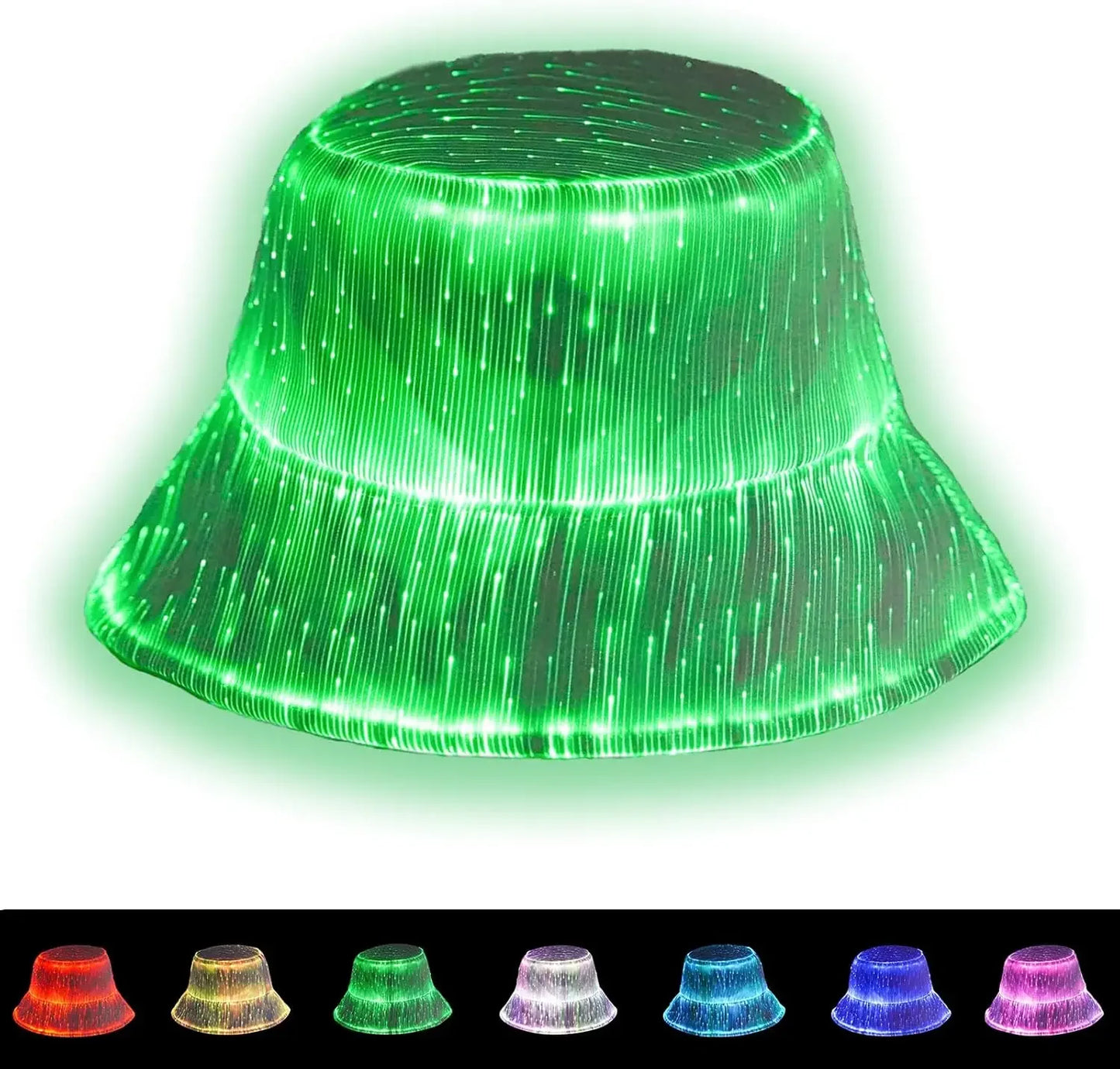 Rave Bucket Light Up Crazy 7 Colors Party Hat Glow in The Dark Party Bucket Hat Man Women Fishing Cap Hats Outdoor Sun Caps