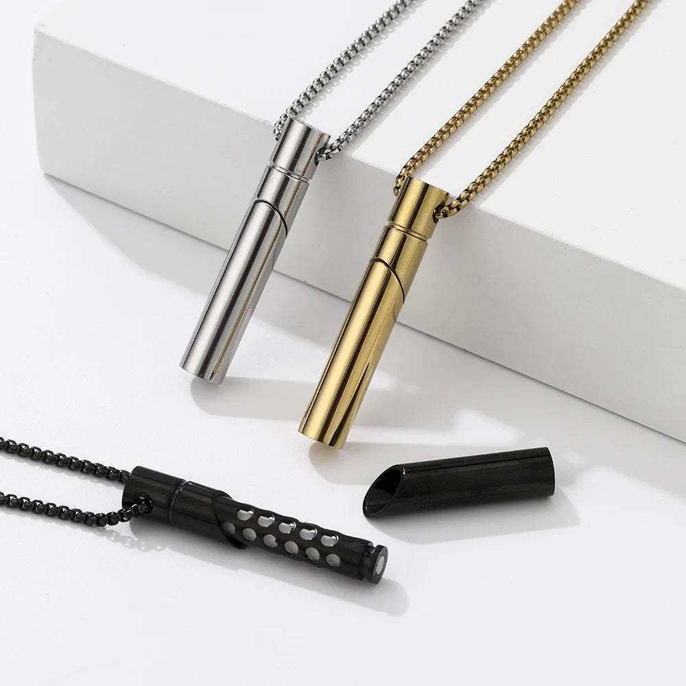 Quit Smoking Breathing Inhaler Anxiety Relief Stainless Steel Calming Breathe Necklace Mindfulness Flavore Smokeless Inhaler