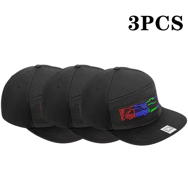 1-10PCS Programmable DIY Bluetooth Hat LED Display Curve Decorative Fabric Hat Party Evening Glowing Hat Atmosphere Hat