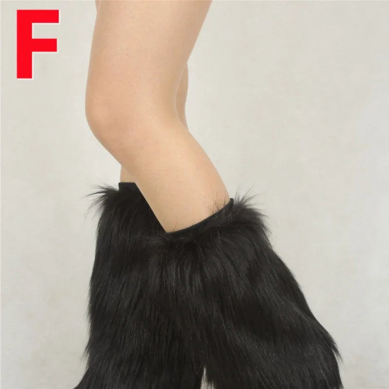 Leg Warmers Faux Fur Wraps Boot Covers Women Rave Outfit Glow Stocking Nightclub Party Clothes Boot Accessories Tron Dance Wear