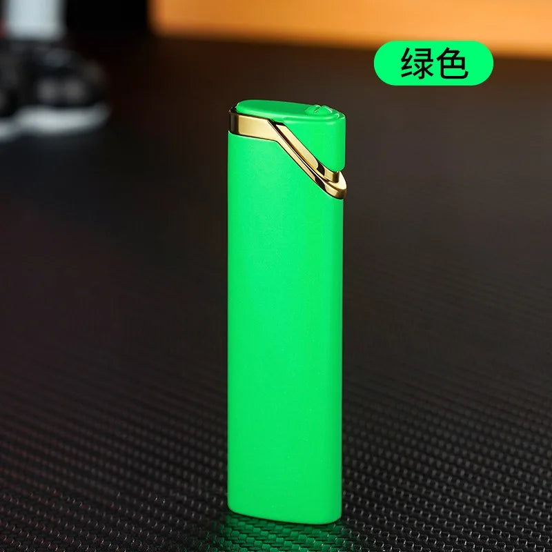 Mini Ultra-thin Inflatable Lighter Metal Cute Windproof Jet Green Flame Portable Lighter ,Survival Lighter,lighters for Smokers