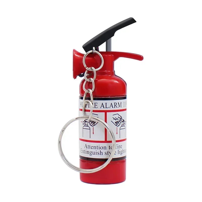 Mini Extinguisher Shaped Open Flame Butane Lighter for Cigarette Unique Refillable Keychain Lighter Smoking Accesoires Men Gifts