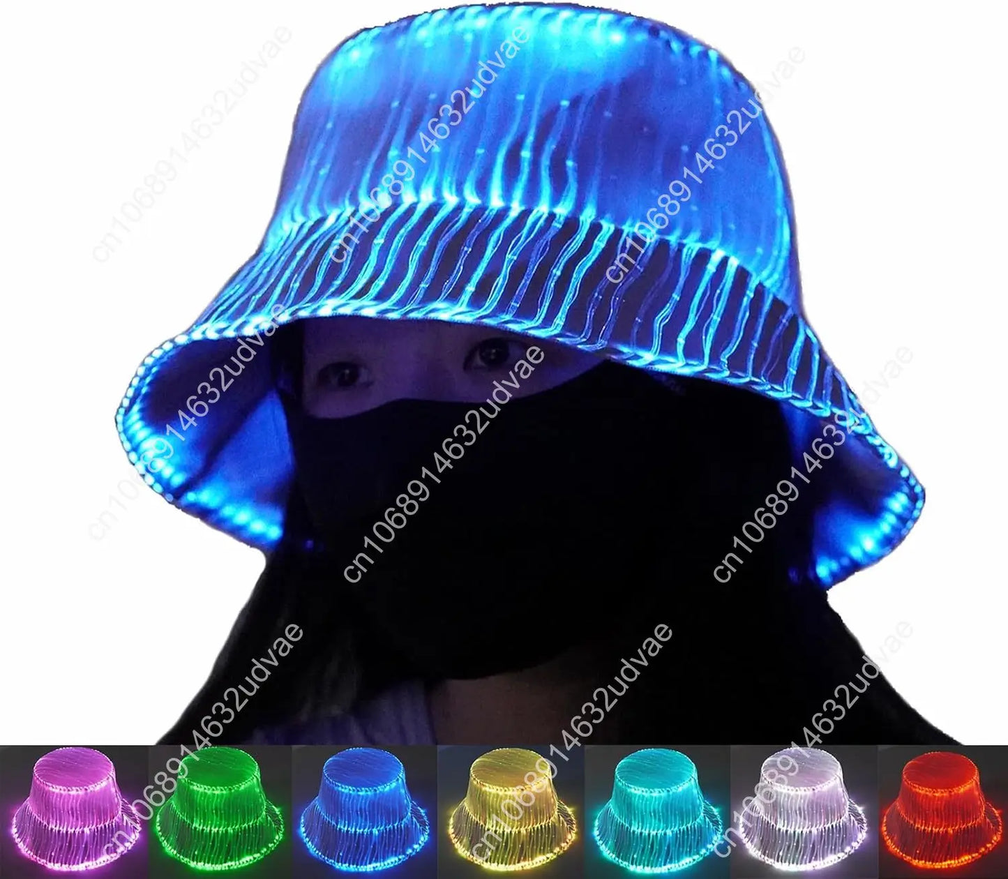 Light up Hat Rave Bucket Hat 7 Colors Flashing Glow LED Hat Neon Crazy Hats for Festival Gear for Party Hats EDM Accessories
