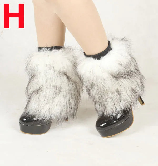 Leg Warmers Faux Fur Wraps Boot Covers Women Rave Outfit Glow Stocking Nightclub Party Clothes Boot Accessories Tron Dance Wear