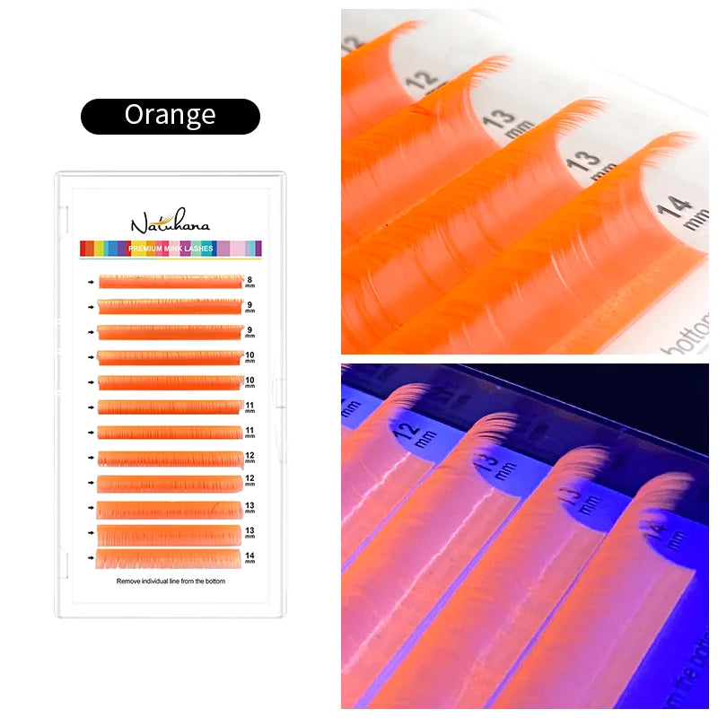 NATUHANA Color Individual Eyelashes Green Red Yellow Blue False Colored Faux Mink Lashes Soft Natural UV Neon Lash Extension