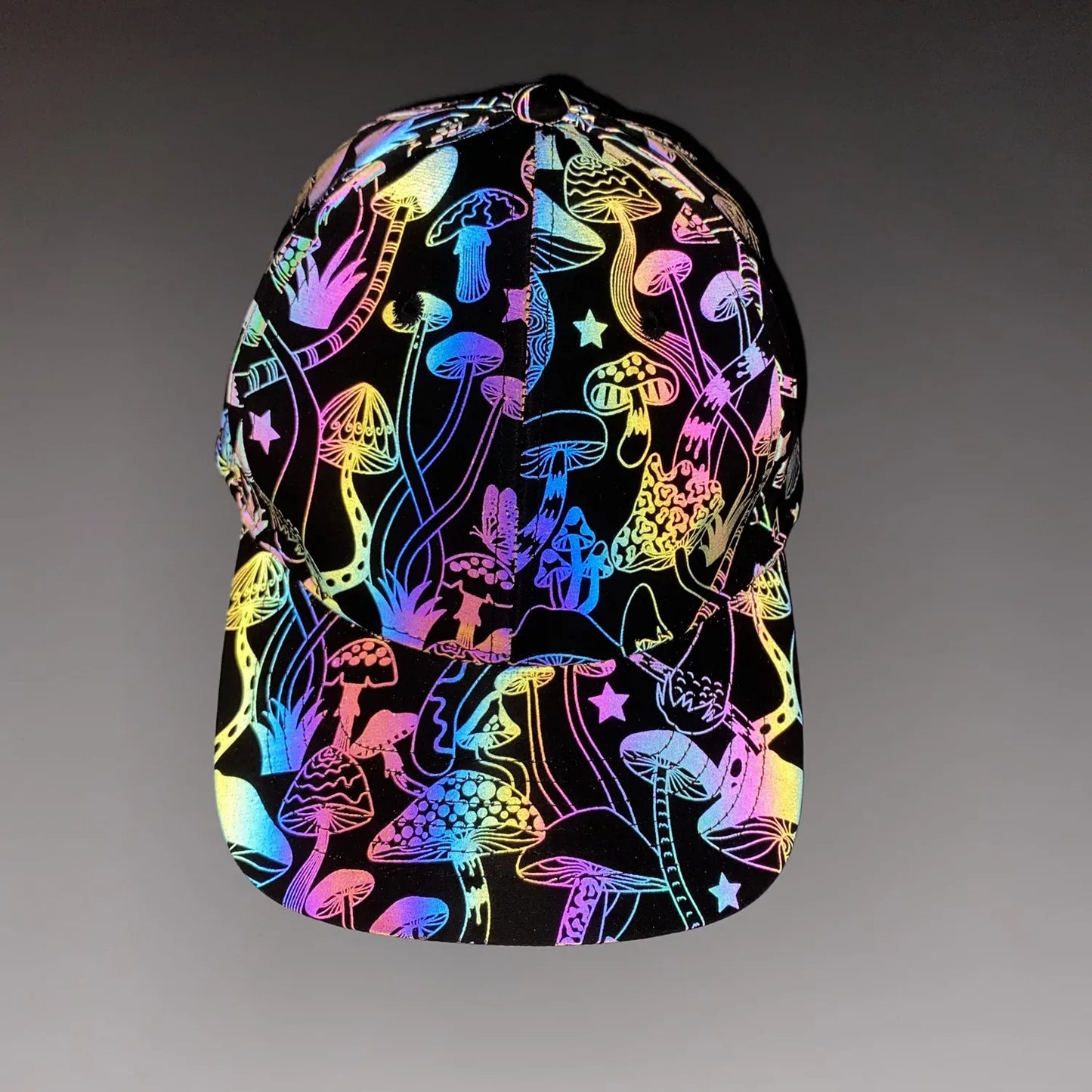Rainbow Reflective Baseball Caps Men Women Glow in the Dark Head Wear Hip Hop Dance Accessories Nightclub Party Rave Hat Fashion