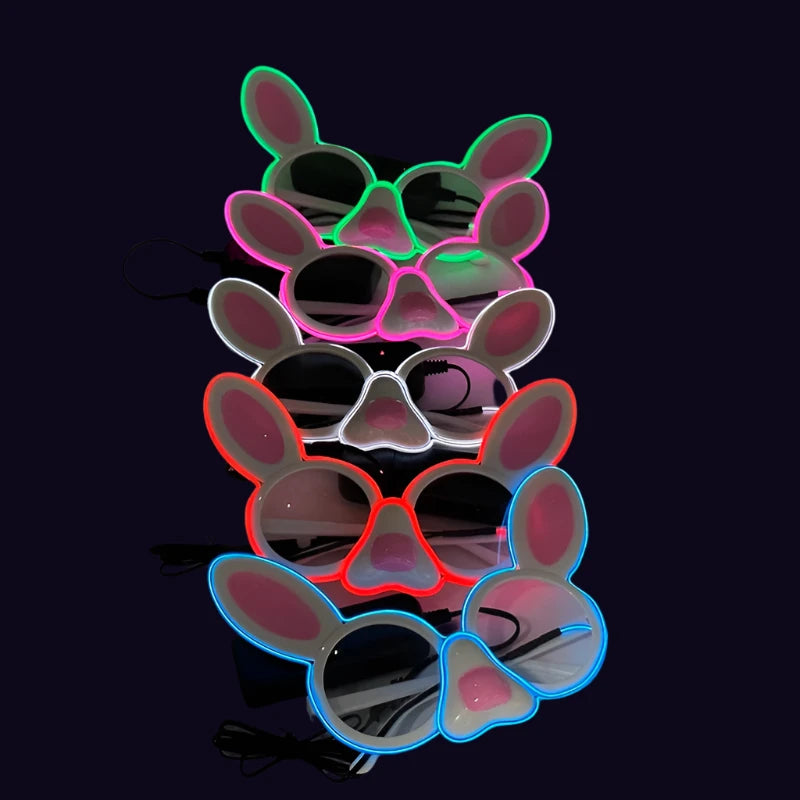 Rabbit Eyeglasses Fashion Glasses Glowing For Night Neon Glasses For Boys Girls Decor
