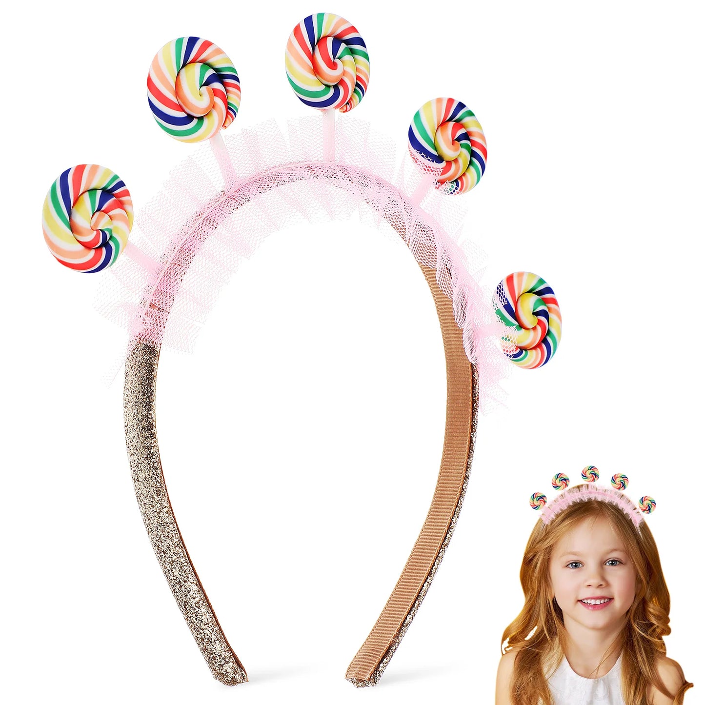 Candy Headband Kids cartoon Lollipop Headband pink cute Hair Hoops Fashion Toddler Hair Band gifts Girls Sweet Hair Accessories